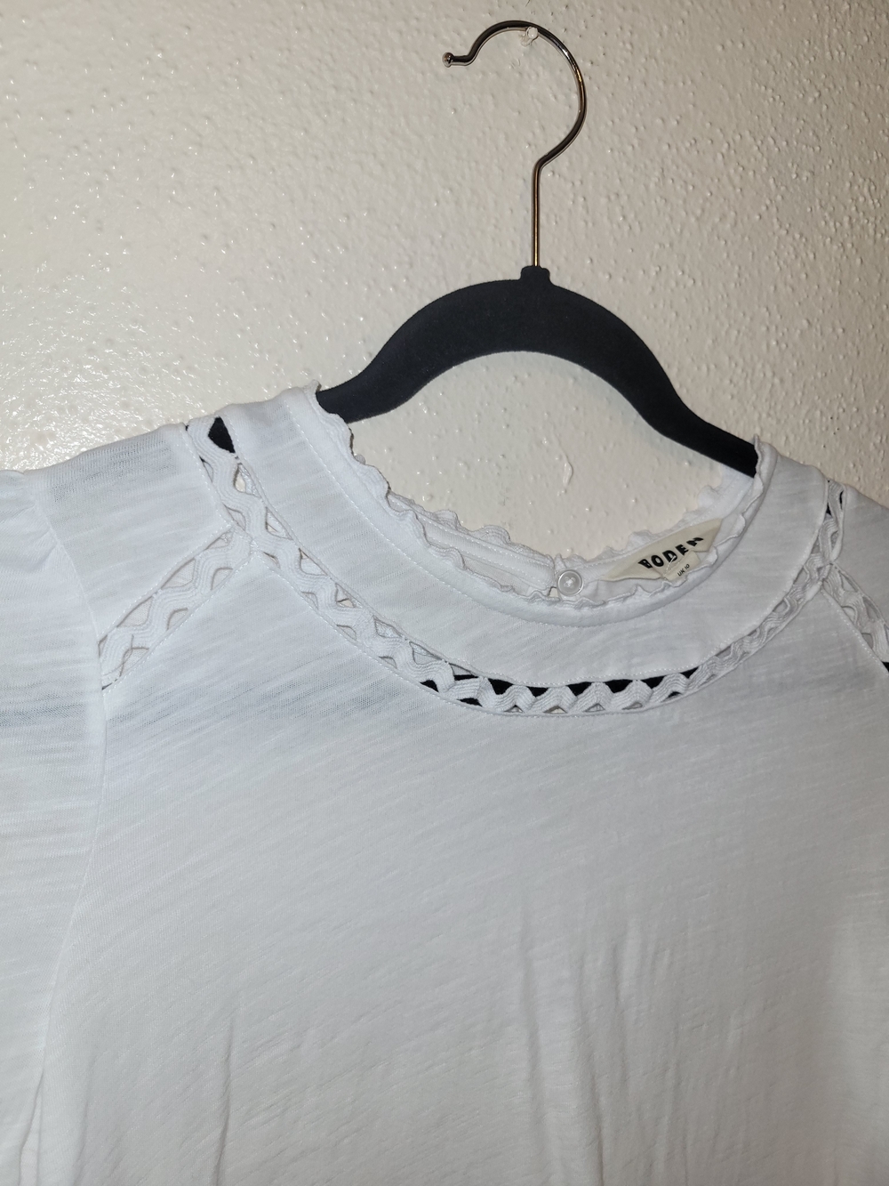 Boden Daisy Long Sleeve Trim Top White Cotton Openwork US 6 - Picture 5 of 8